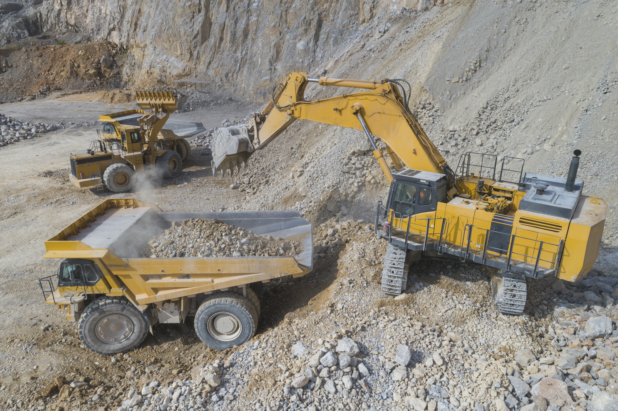 Mining Machinery Working From Aerial View