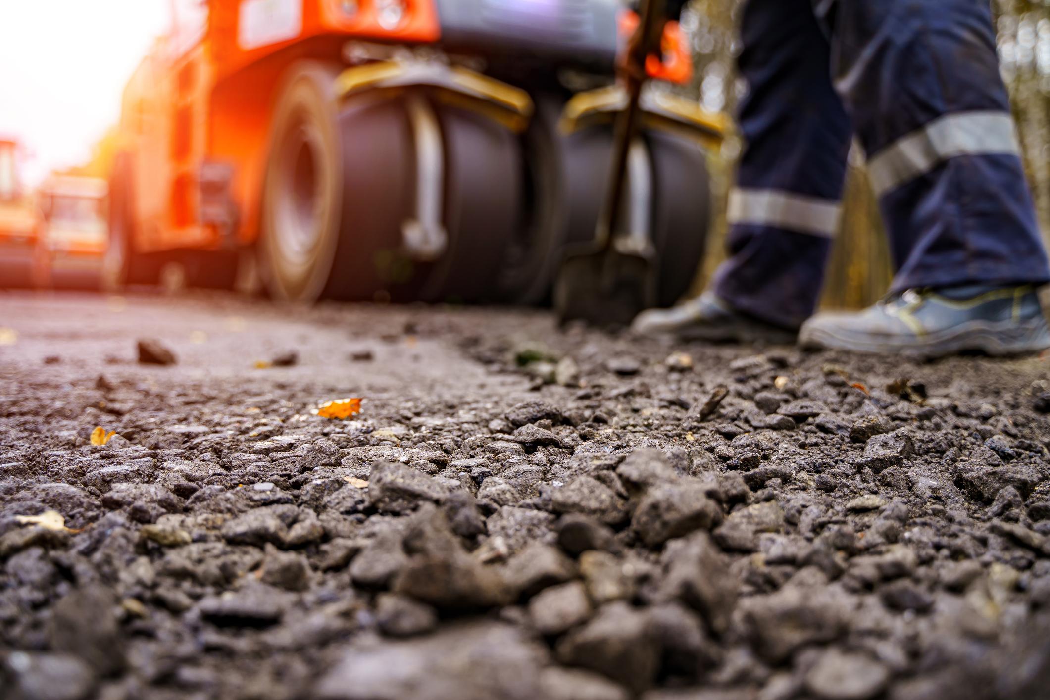 Tandem Vibration Roller Compactor Working On Asphalt Pavement